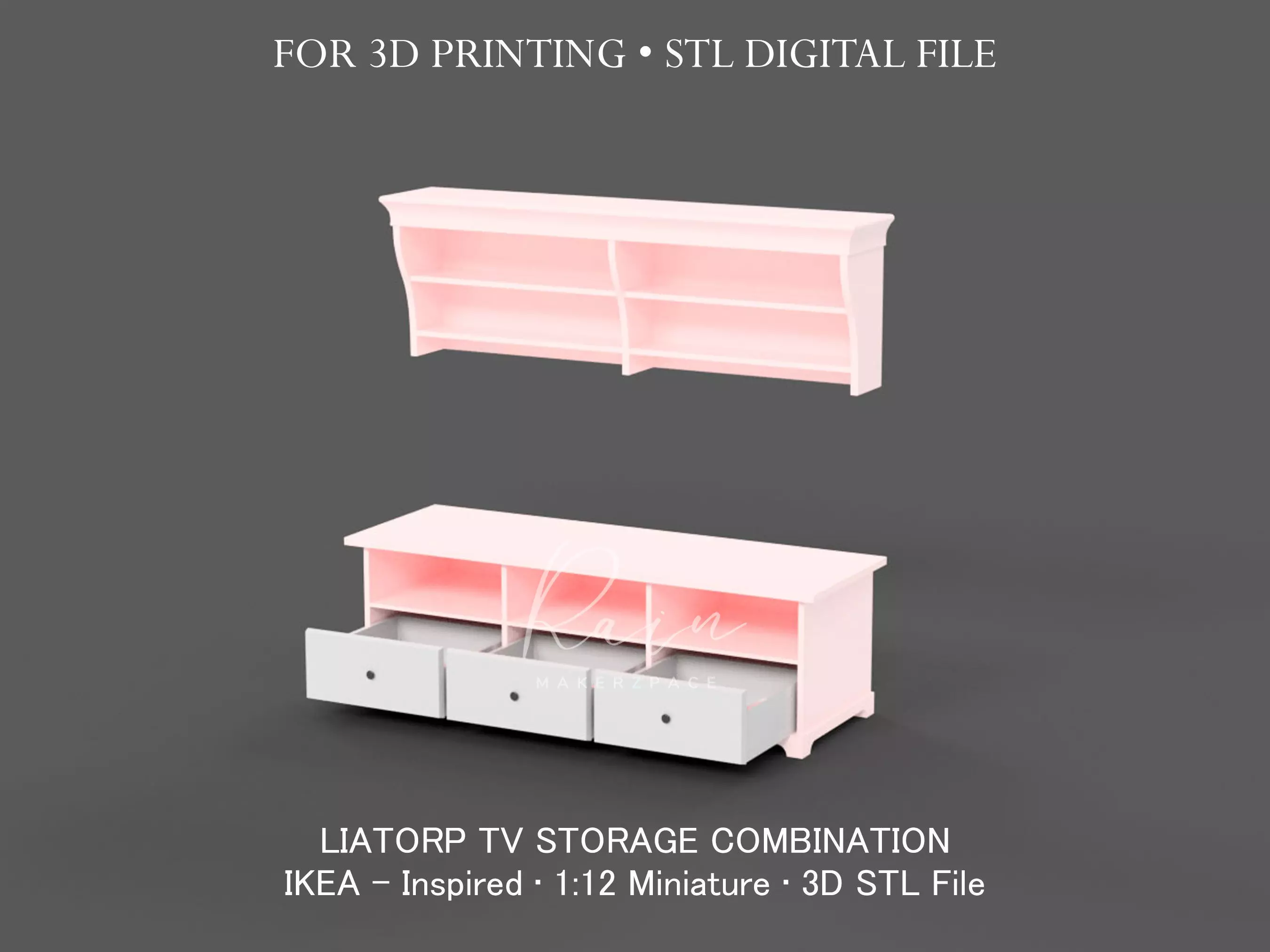 Miniature Ikea-inspired Liatorp TV Storage Combination 3D print model