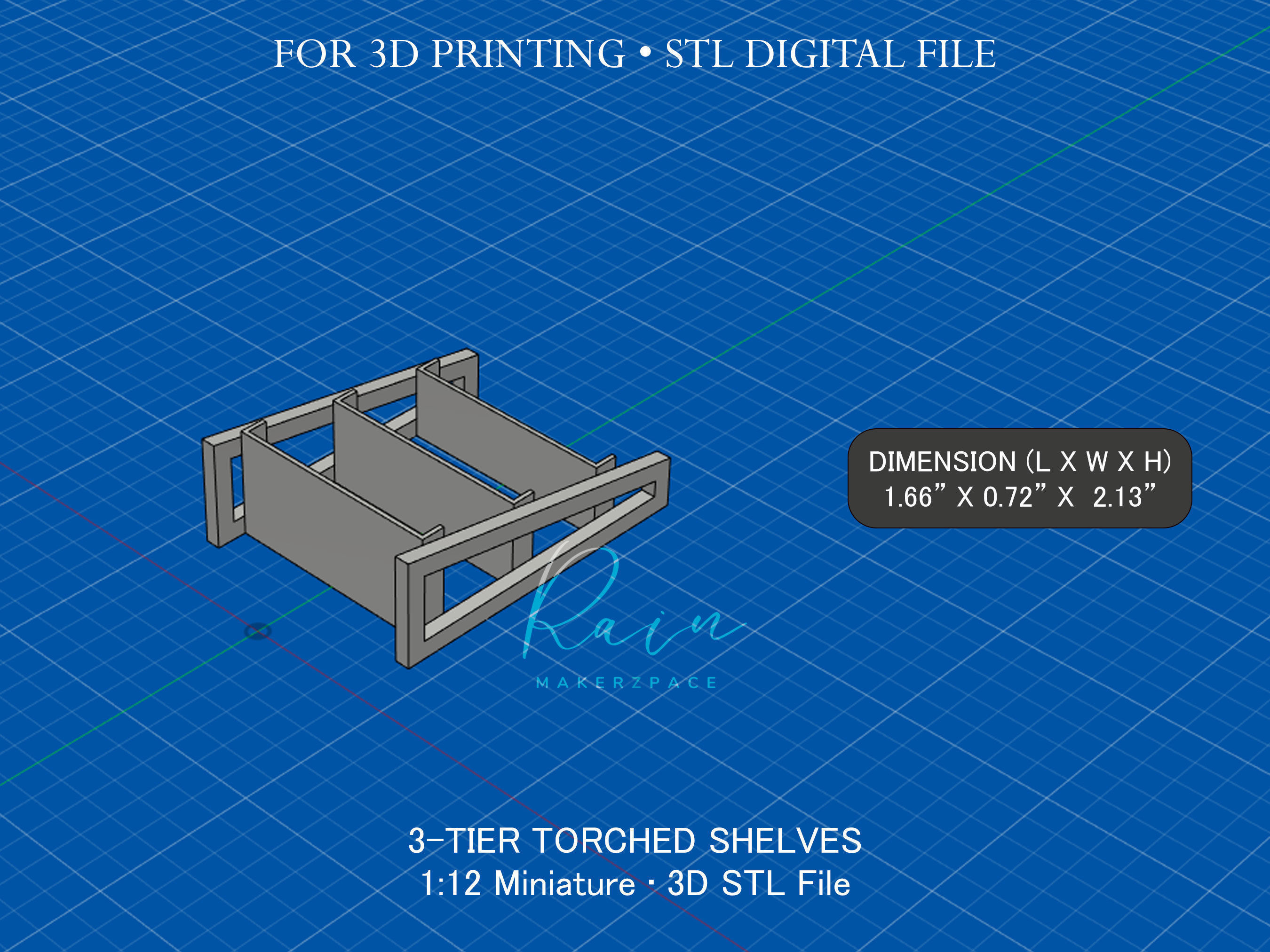 3-Tier Torched Shelves 3D print model_5