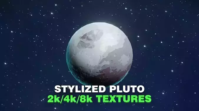 Stylized Planet Pluto 3D Model 2k 4k 8k Textures Low-poly 3D model
