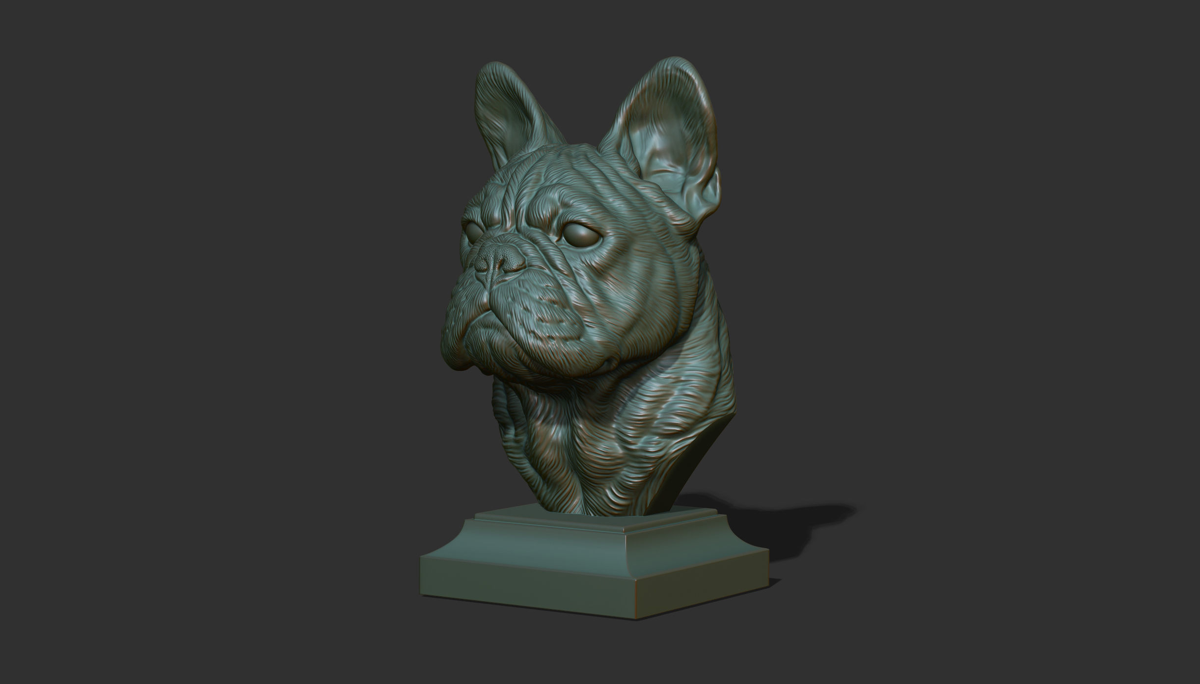 French bulldog bust 3D print model_20