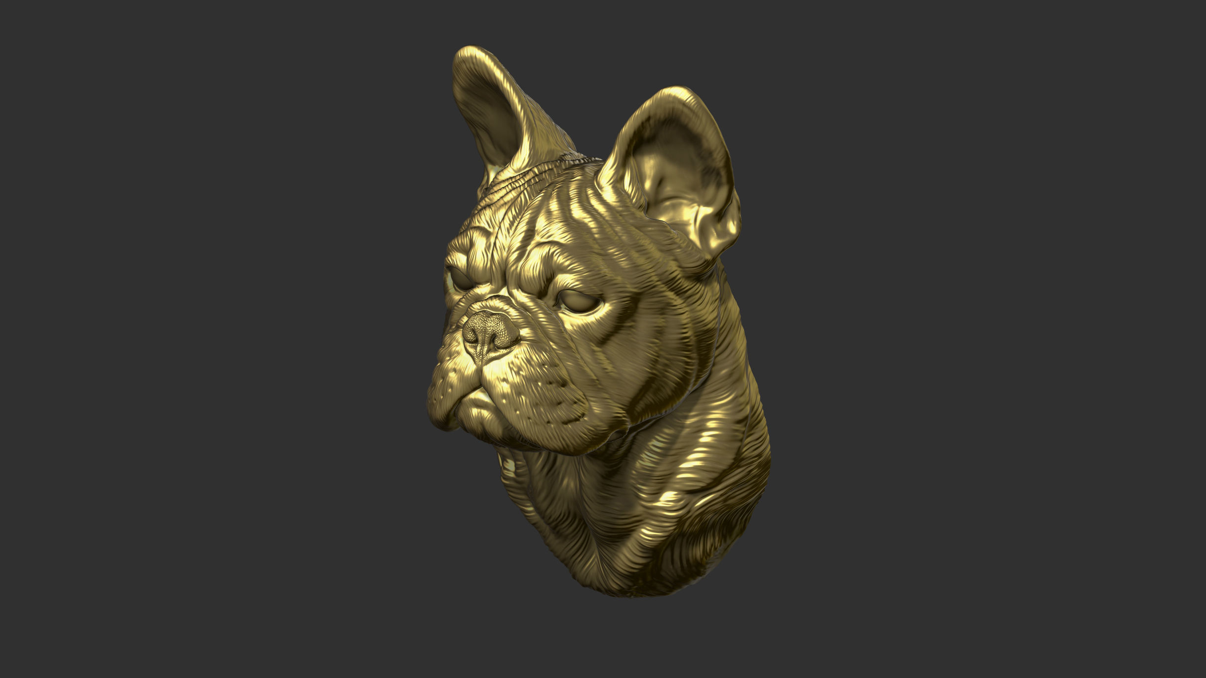 French bulldog bust 3D print model_13