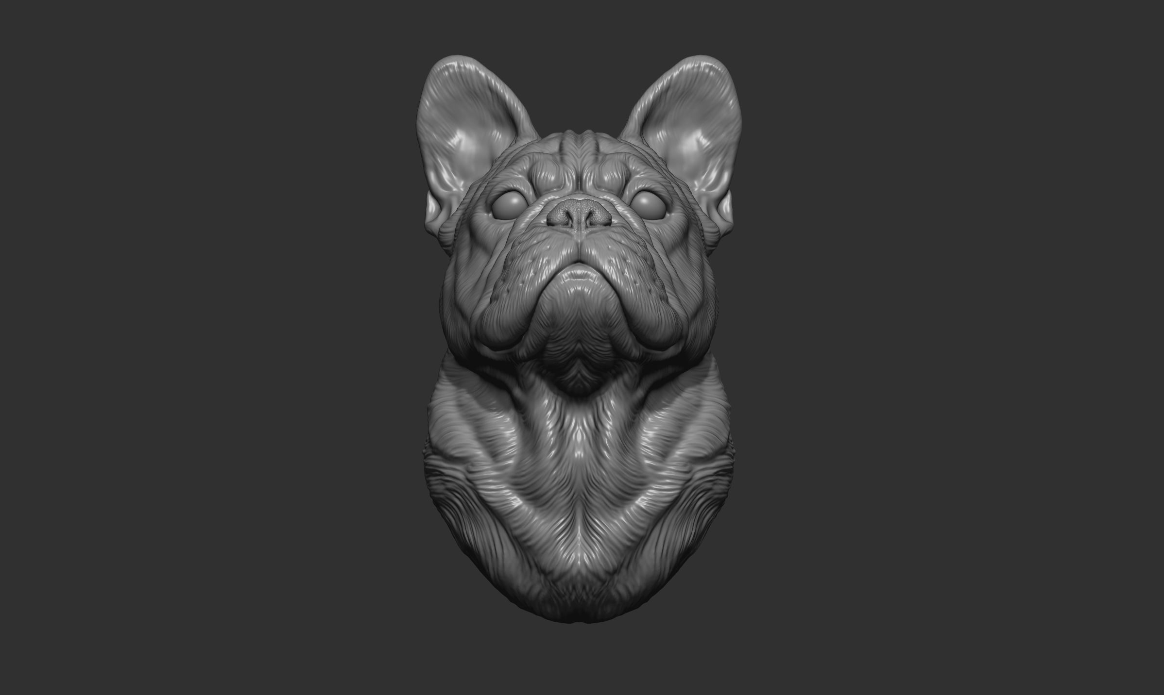 French bulldog bust 3D print model_3