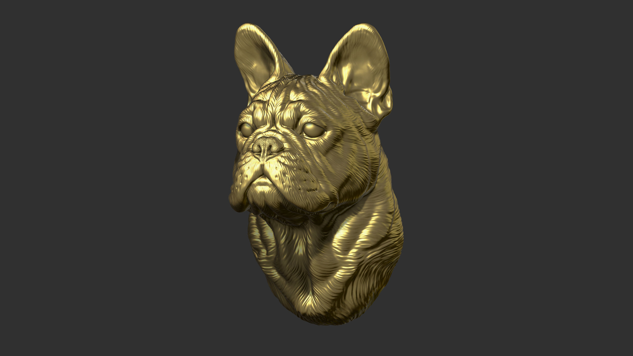 French bulldog bust 3D print model_12