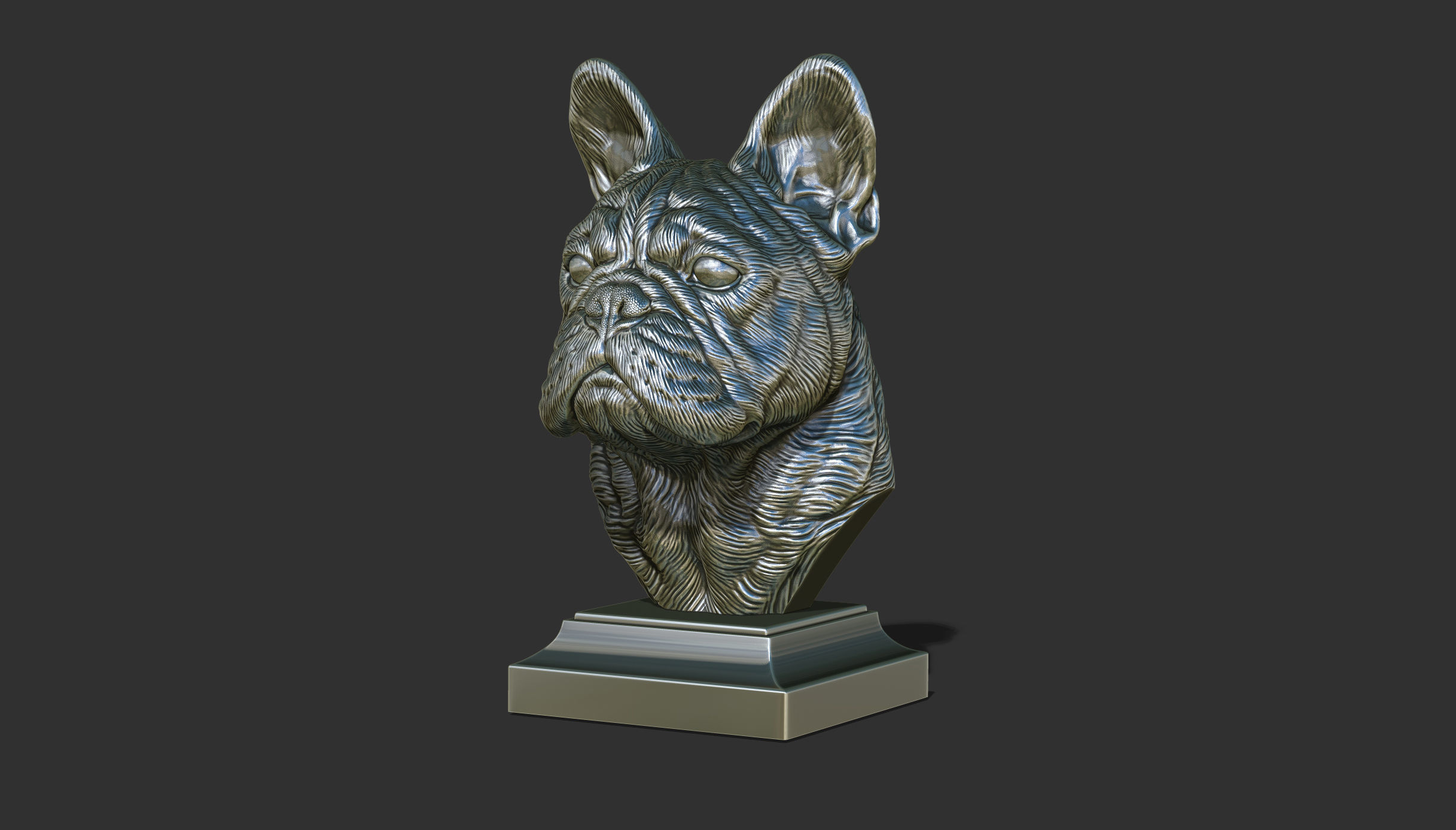 French bulldog bust 3D print model_23