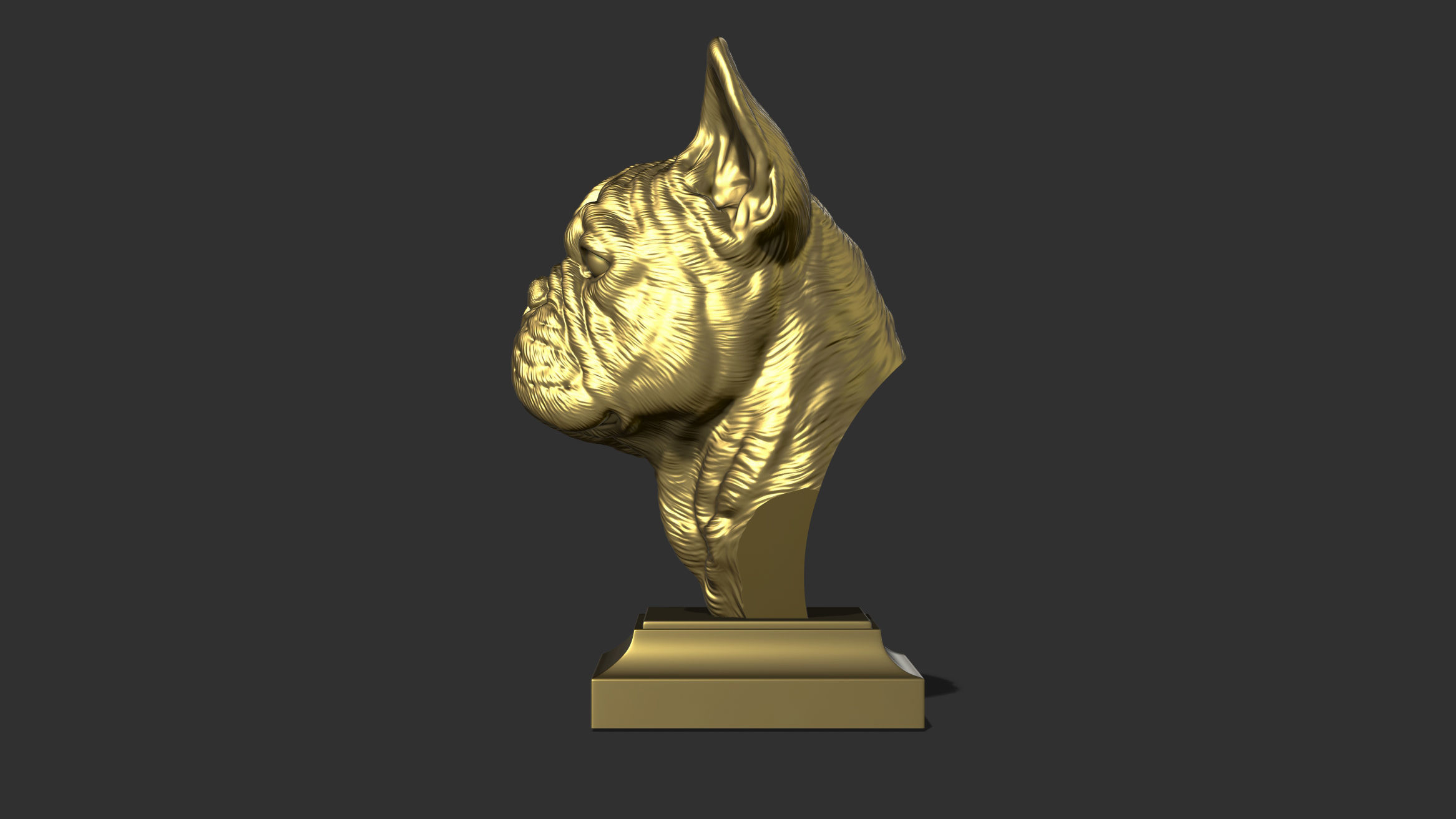 French bulldog bust 3D print model_25