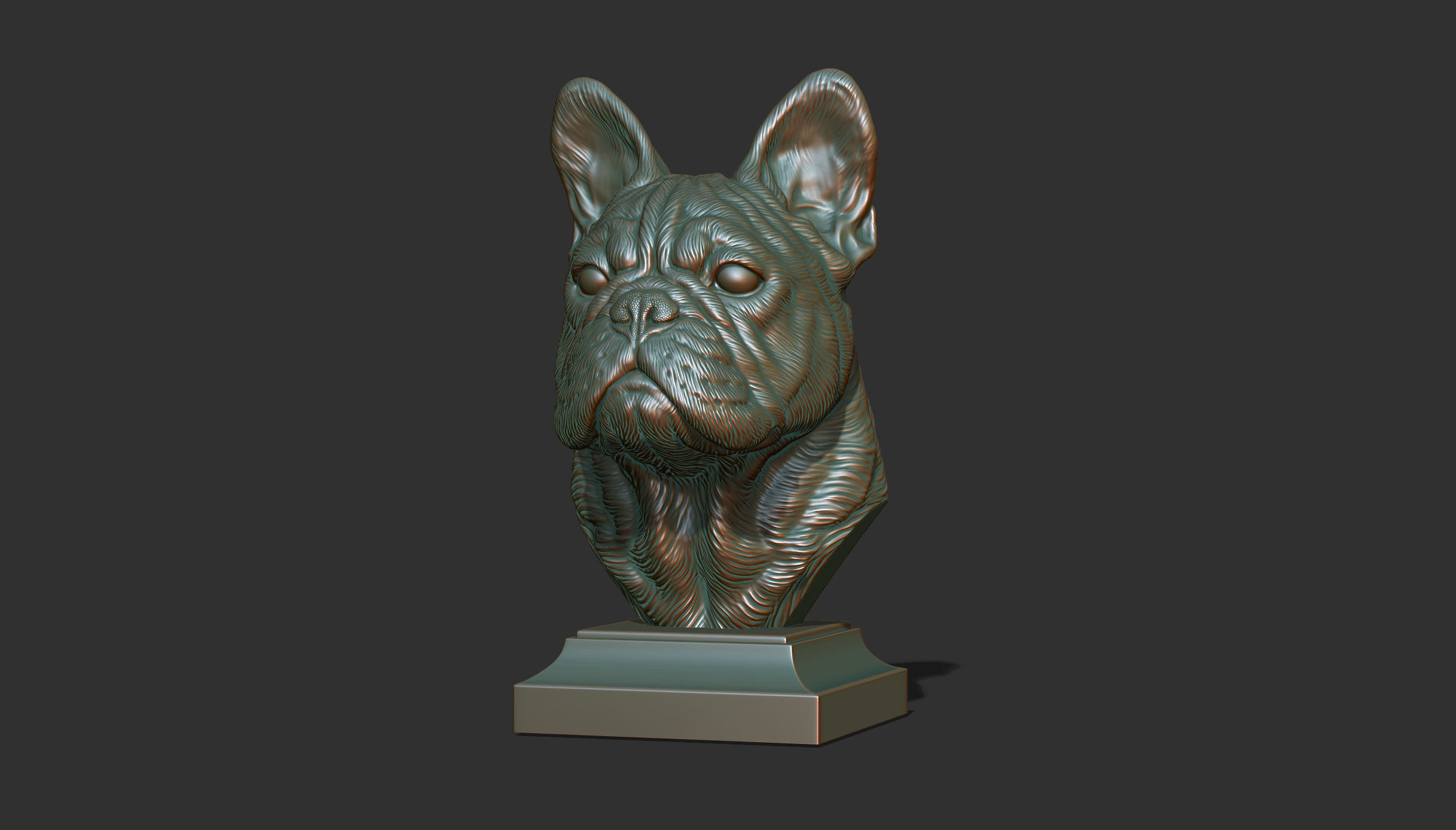 French bulldog bust 3D print model_22