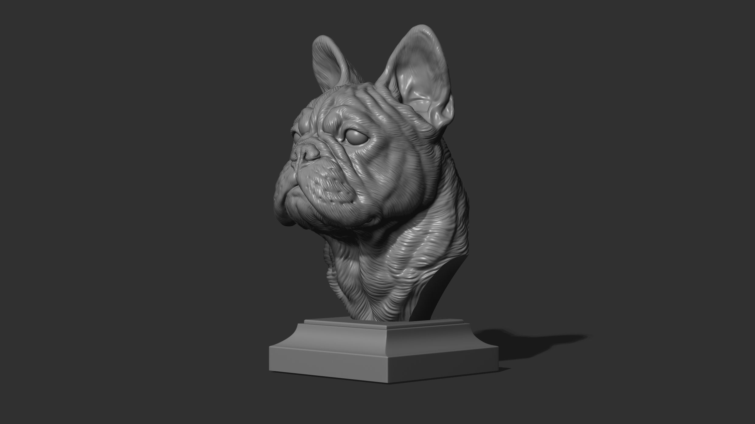 French bulldog bust 3D print model_15