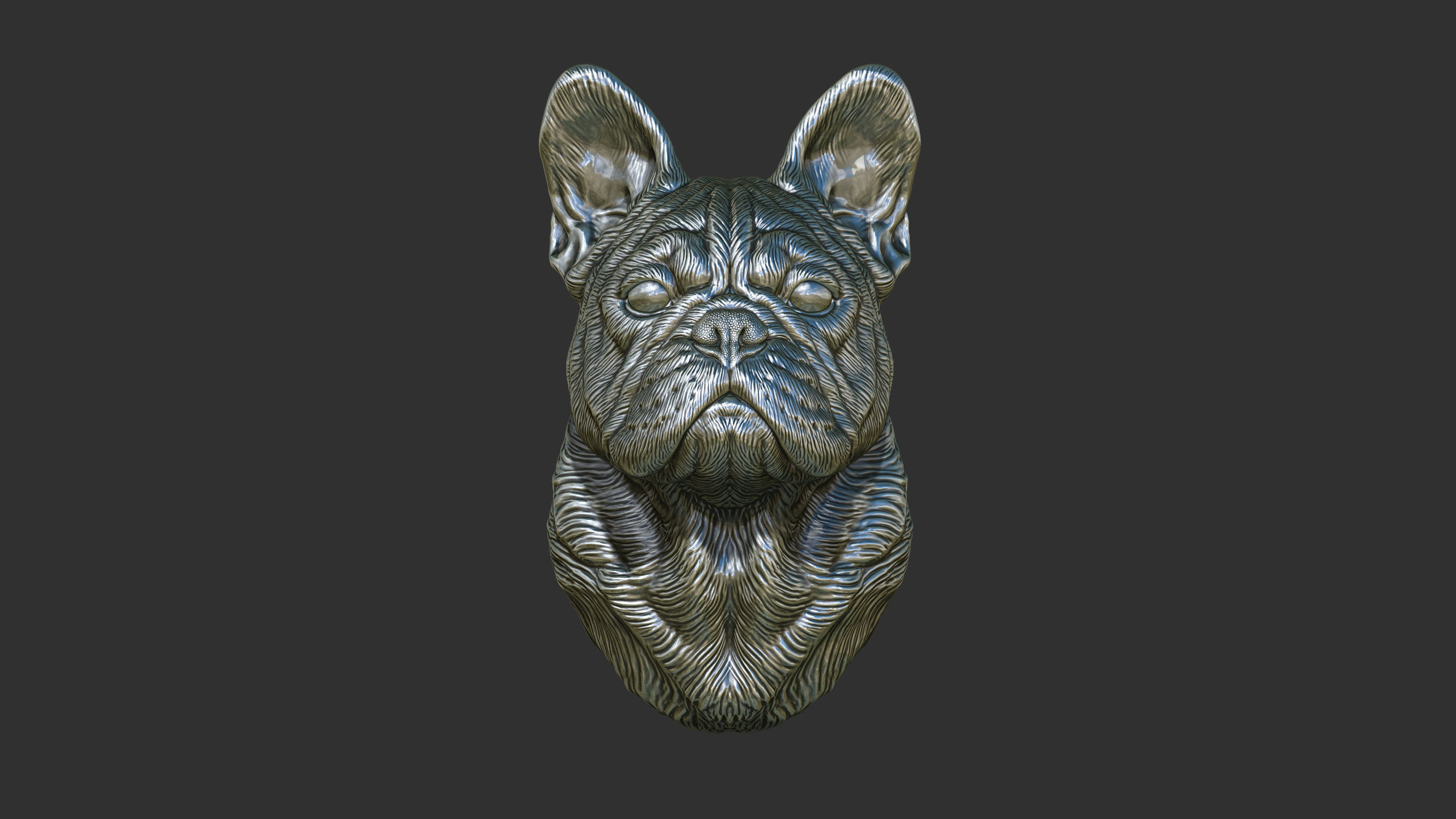 French bulldog bust 3D print model_10