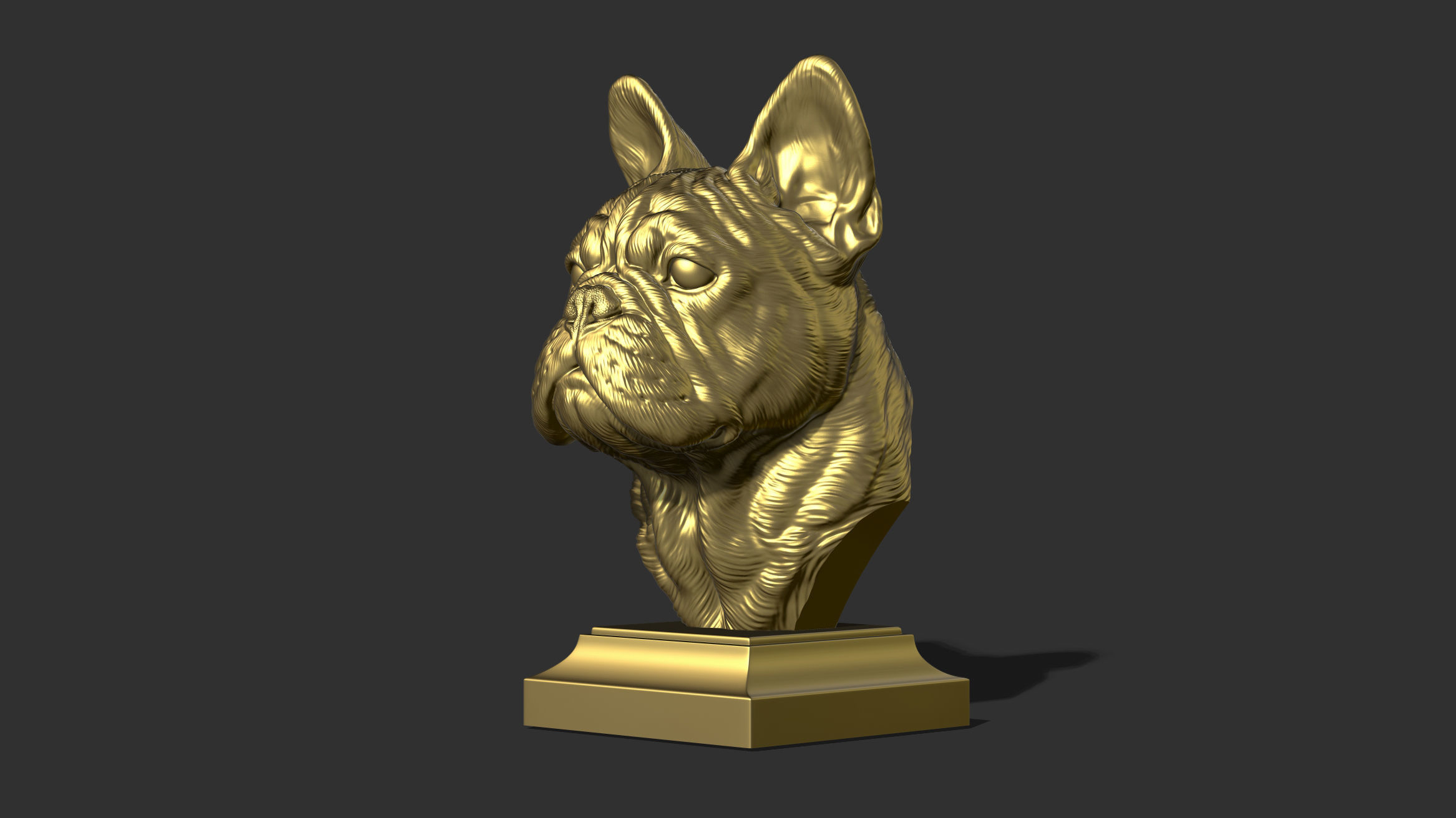French bulldog bust 3D print model_24