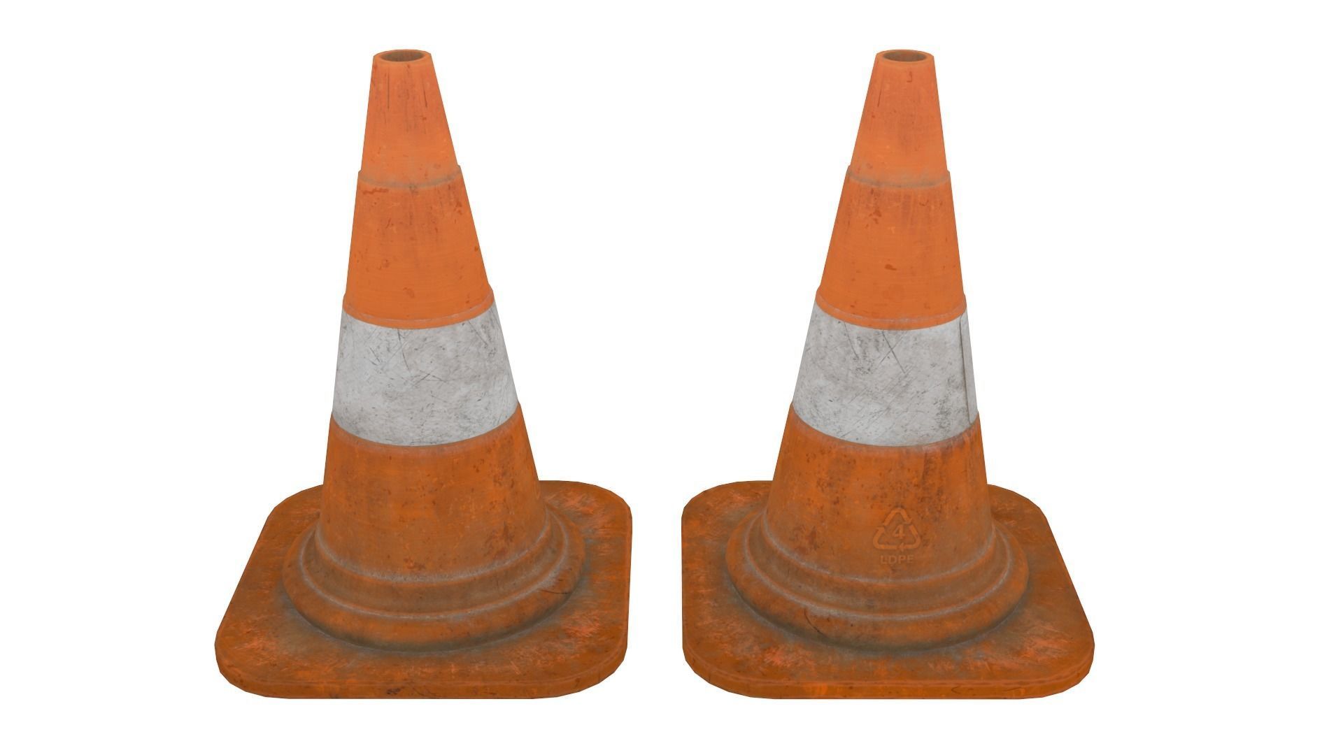 3D Traffic Cone Dirty PBR Low-poly 3D model Low-poly 3D model_4