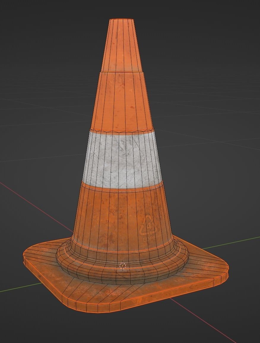 3D Traffic Cone Dirty PBR Low-poly 3D model Low-poly 3D model_9