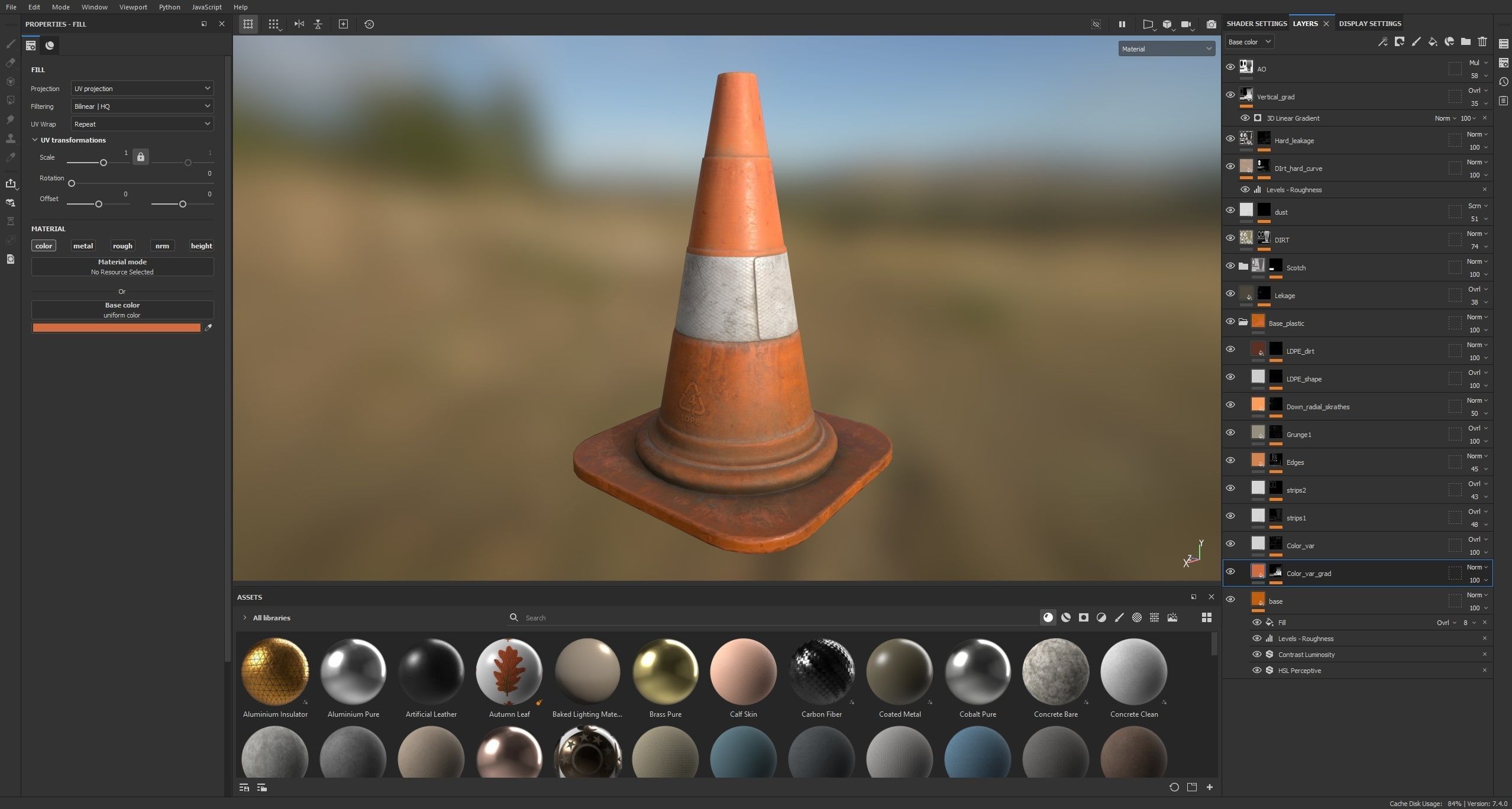 3D Traffic Cone Dirty PBR Low-poly 3D model Low-poly 3D model_8