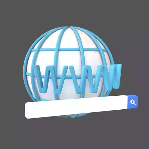 WWW Icon with Search Bar v1 001 Low-poly 3D model