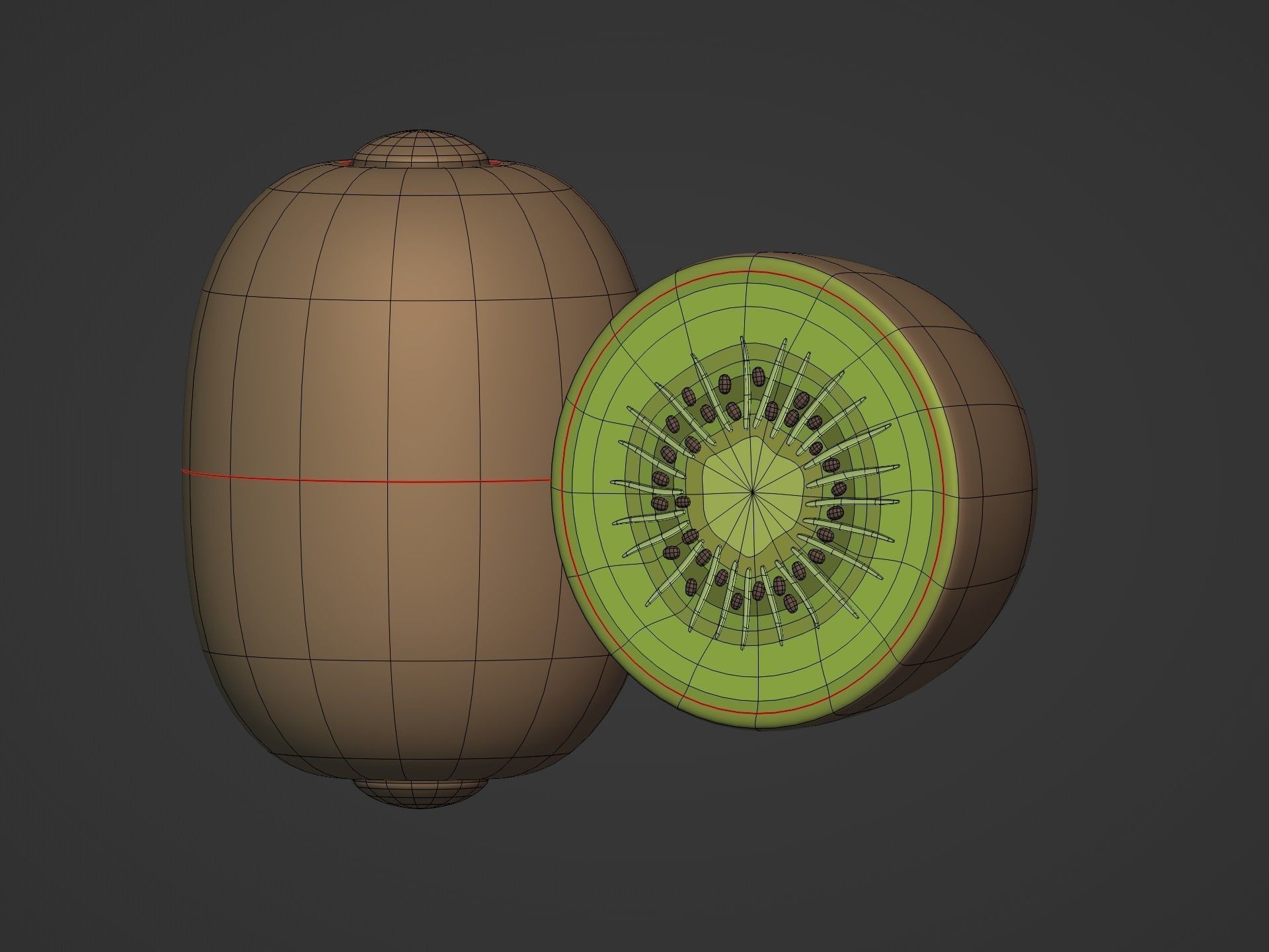Cartoon Fruit Pack -- Banana Ananas Strawberry Watermelon Kiwi Low-poly 3D model_20
