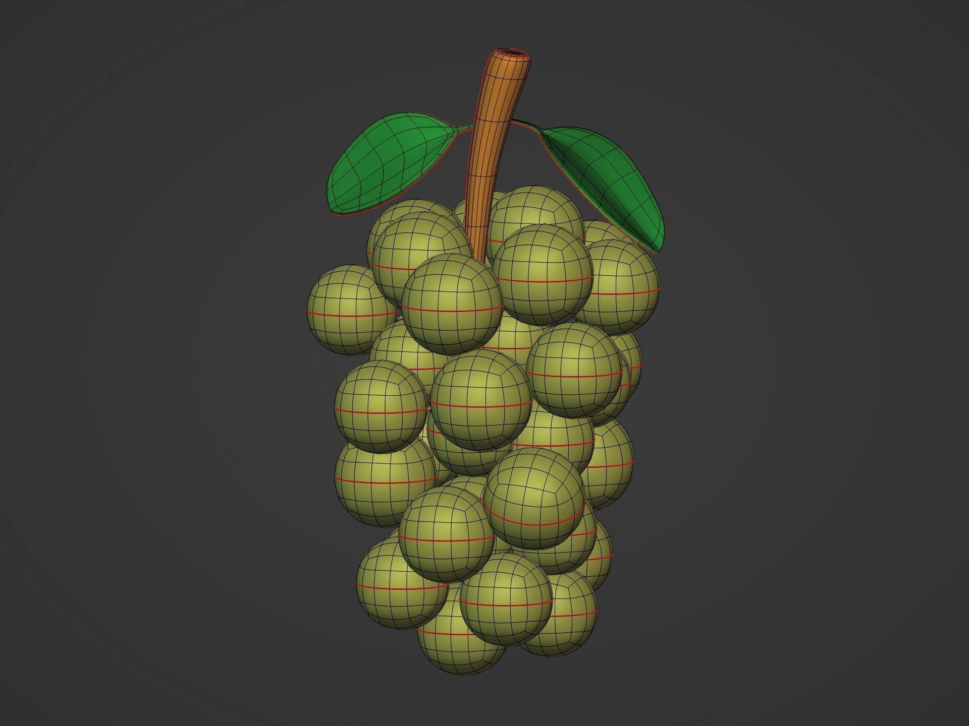 Cartoon Fruit Pack -- Banana Ananas Strawberry Watermelon Kiwi Low-poly 3D model_18