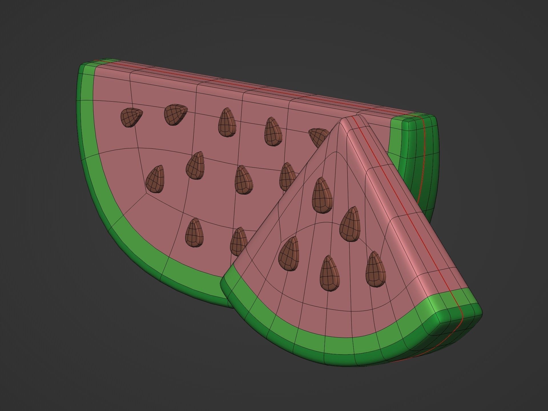 Cartoon Fruit Pack -- Banana Ananas Strawberry Watermelon Kiwi Low-poly 3D model_17