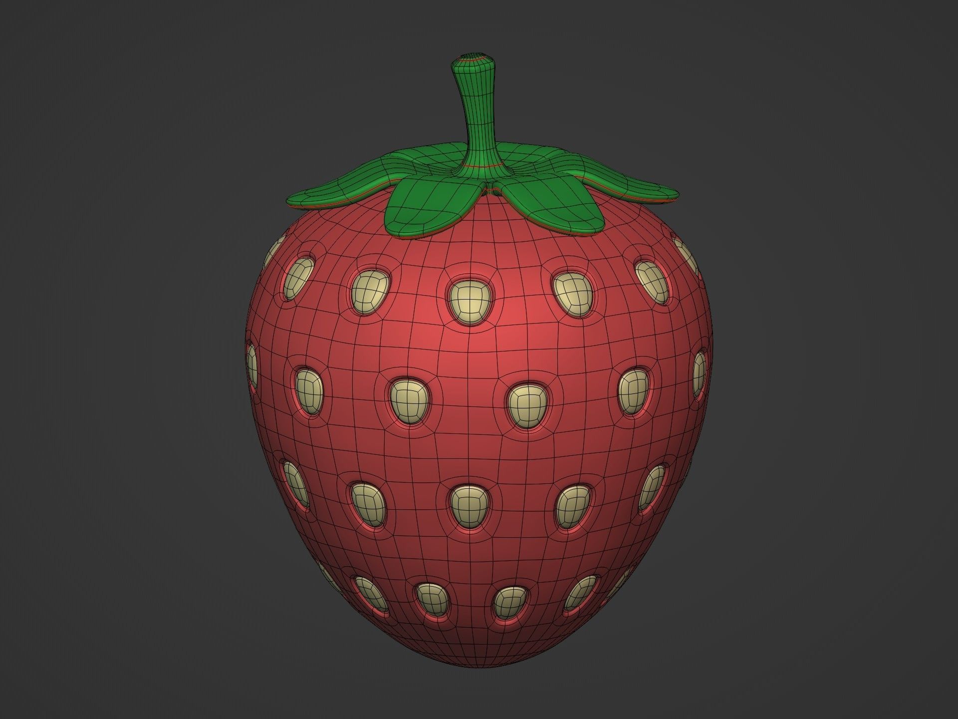 Cartoon Fruit Pack -- Banana Ananas Strawberry Watermelon Kiwi Low-poly 3D model_14