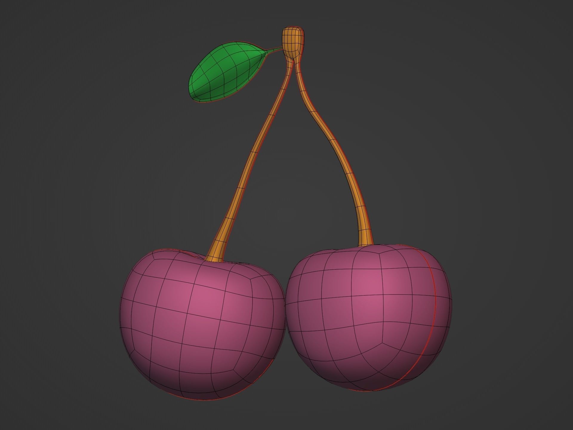 Cartoon Fruit Pack -- Banana Ananas Strawberry Watermelon Kiwi Low-poly 3D model_10