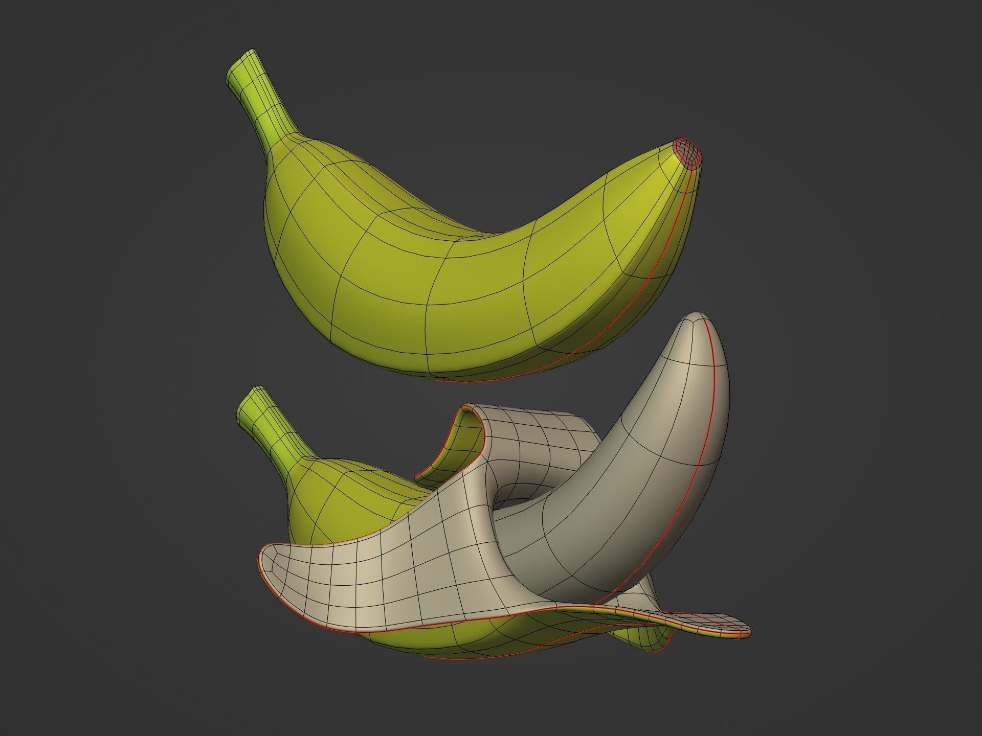 Cartoon Fruit Pack -- Banana Ananas Strawberry Watermelon Kiwi Low-poly 3D model_11