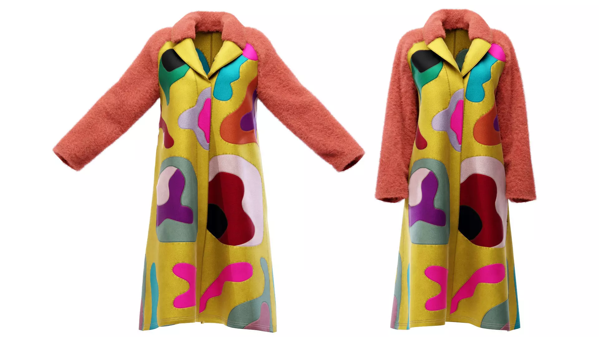 Colorful Coat with Furry Sleeves Fitted to Gen8 Body Mesh 3D model