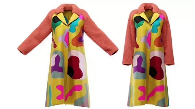 Colorful Coat with Furry Sleeves Fitted to Gen8 Body Mesh