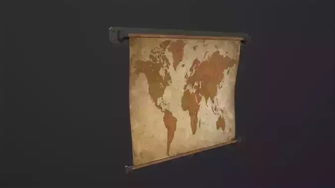 Old World Map 3D Model Low-poly 3D model