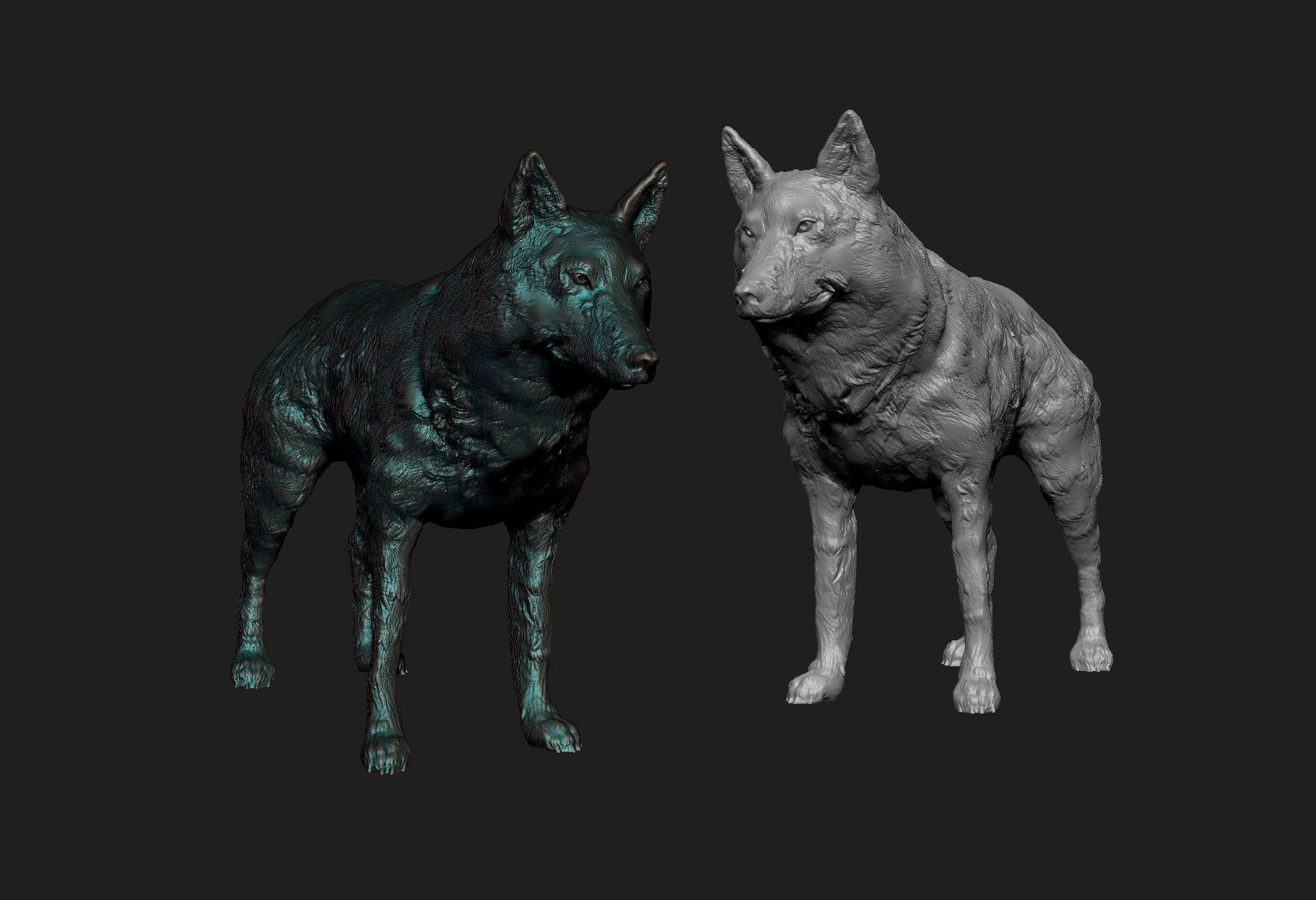 wolf 3d model 3D print model_4