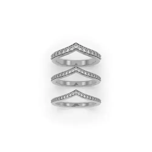 3 Rings Light Modern Diamond - Jewelry 3D - AN-615