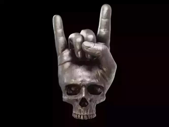 Rock on Skull Pendant - the devil horns -corna