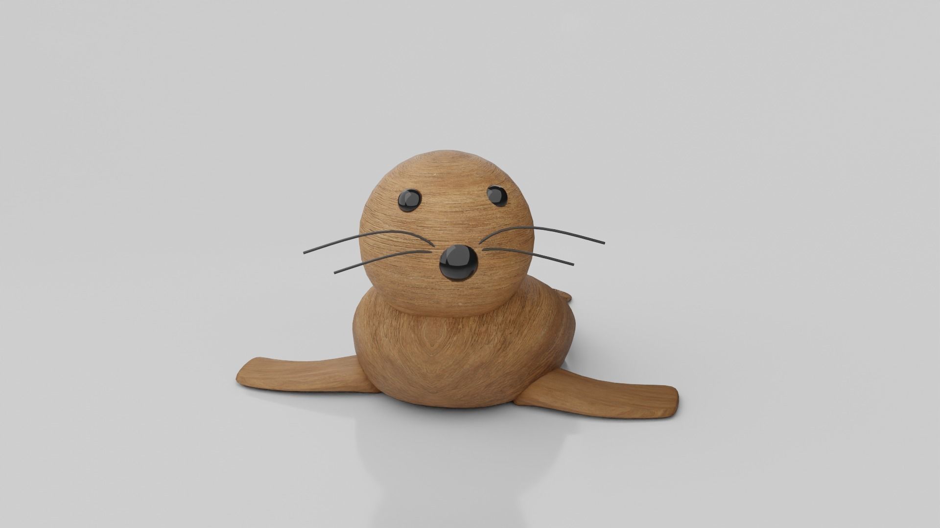 Wooden Carving Seal Theme Showpiece 3D model_1