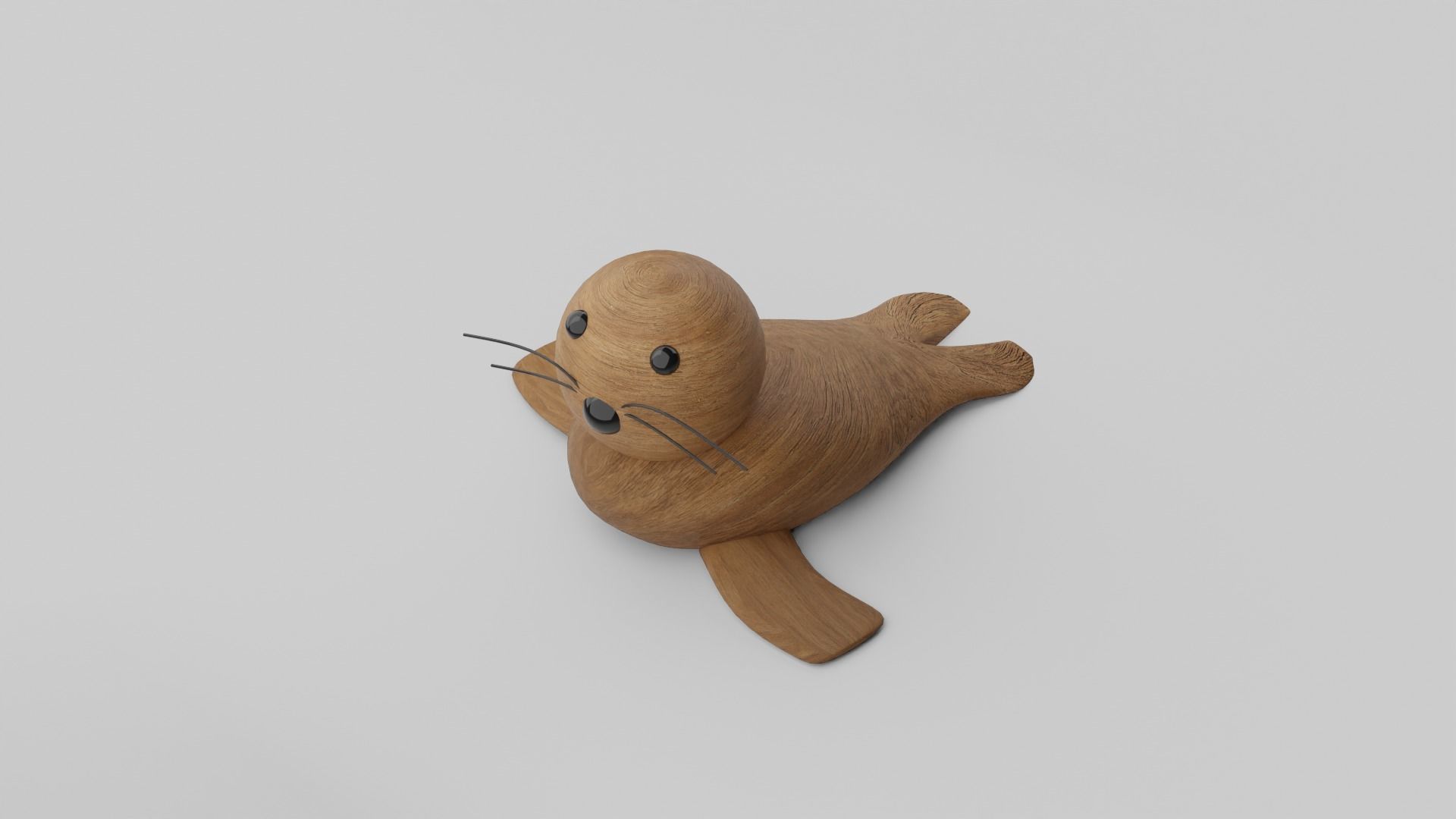 Wooden Carving Seal Theme Showpiece 3D model_3