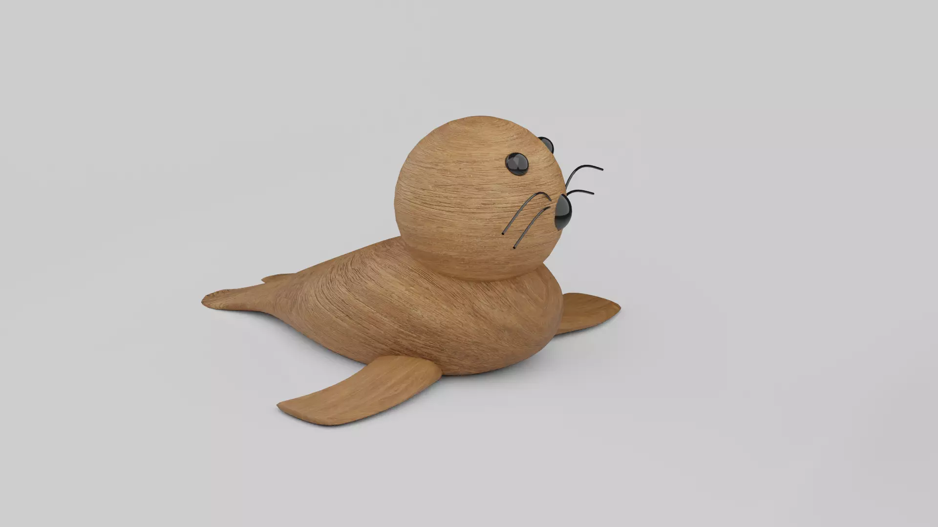 Wooden Carving Seal Theme Showpiece 3D model_0