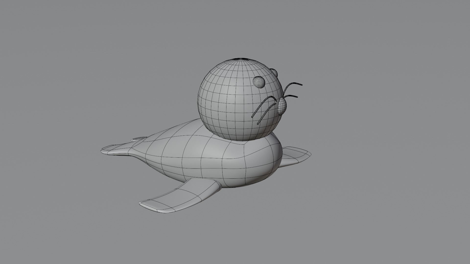 Wooden Carving Seal Theme Showpiece 3D model_5