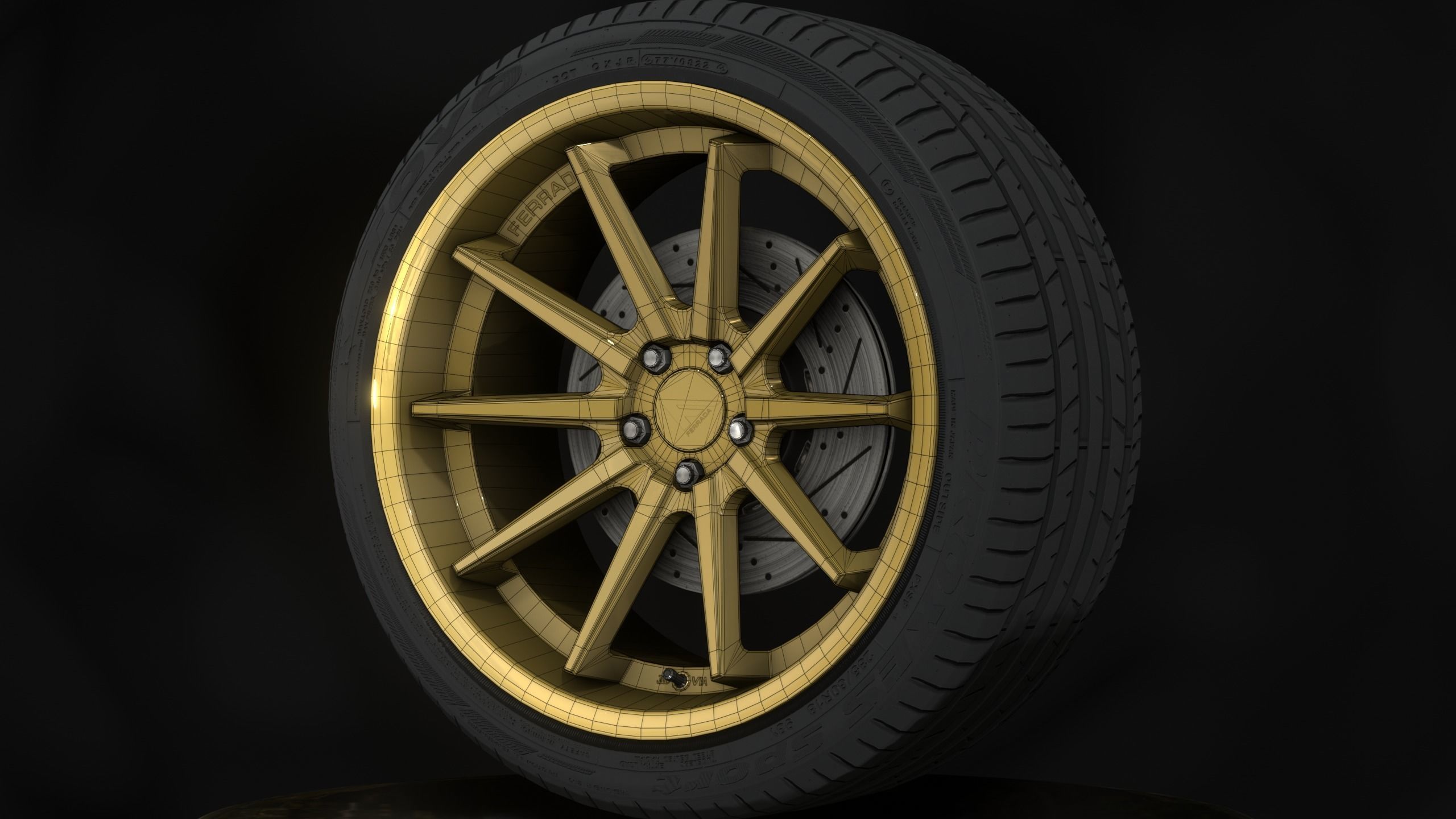 Ferrada FR4 Wheels - Game Ready - Low Poly - Fully Textured Low-poly 3D model_6