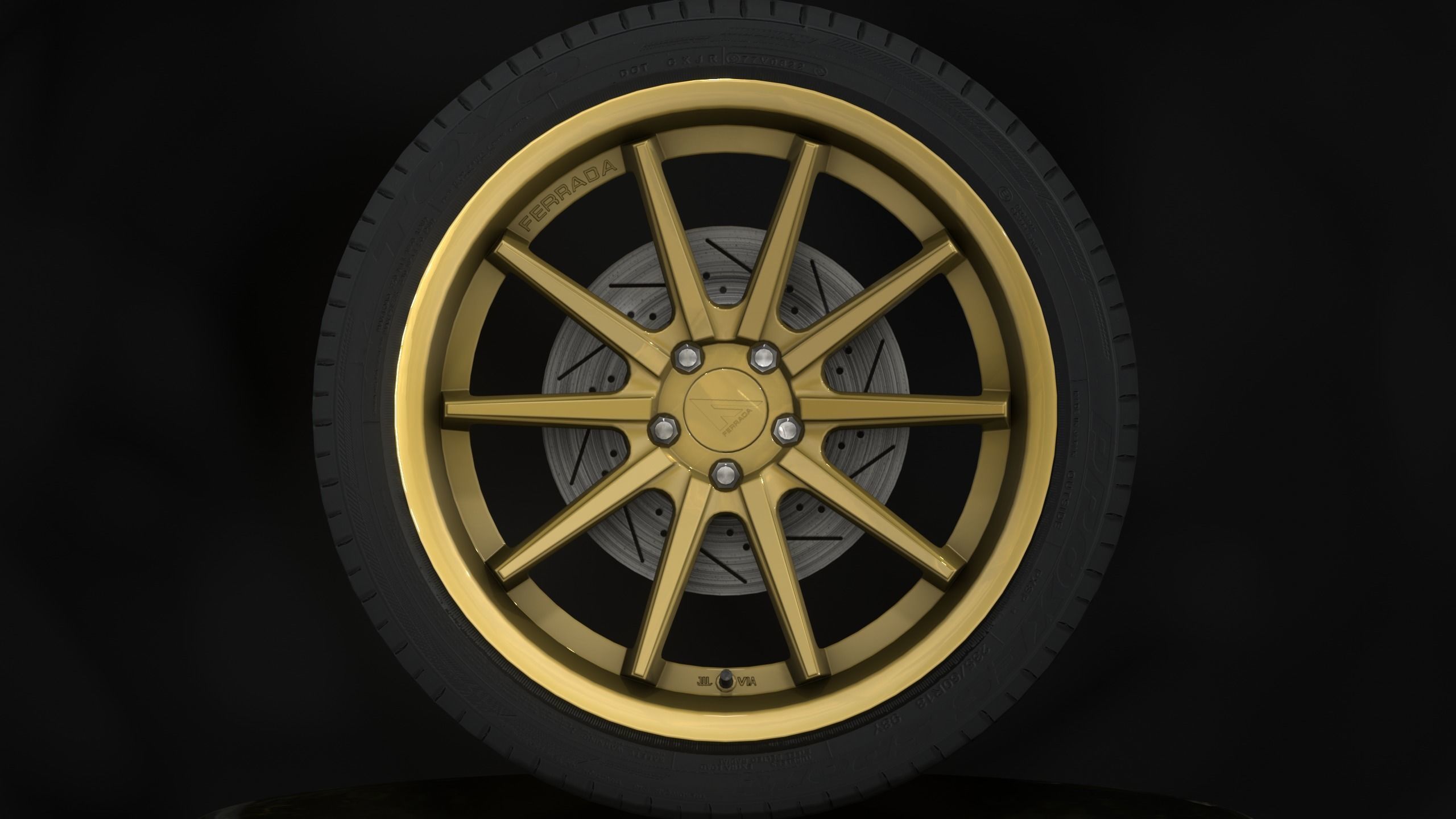 Ferrada FR4 Wheels - Game Ready - Low Poly - Fully Textured Low-poly 3D model_3