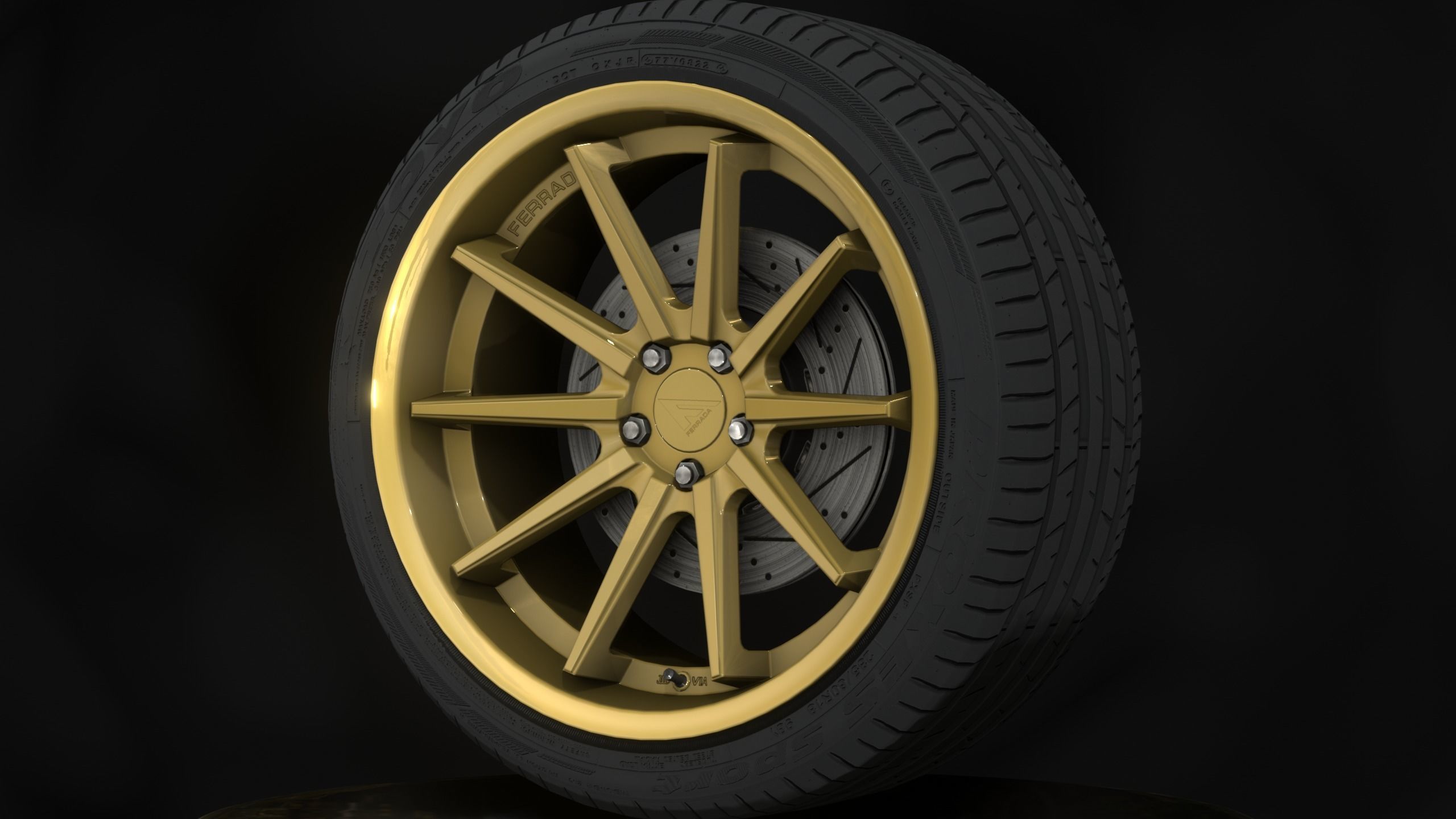 Ferrada FR4 Wheels - Game Ready - Low Poly - Fully Textured Low-poly 3D model_5