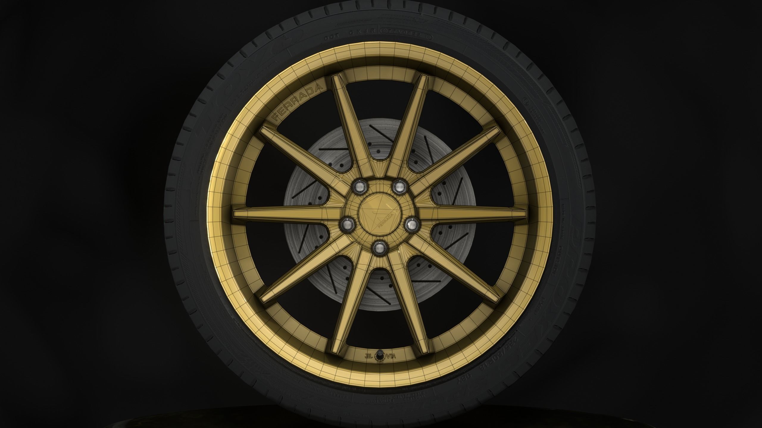 Ferrada FR4 Wheels - Game Ready - Low Poly - Fully Textured Low-poly 3D model_4