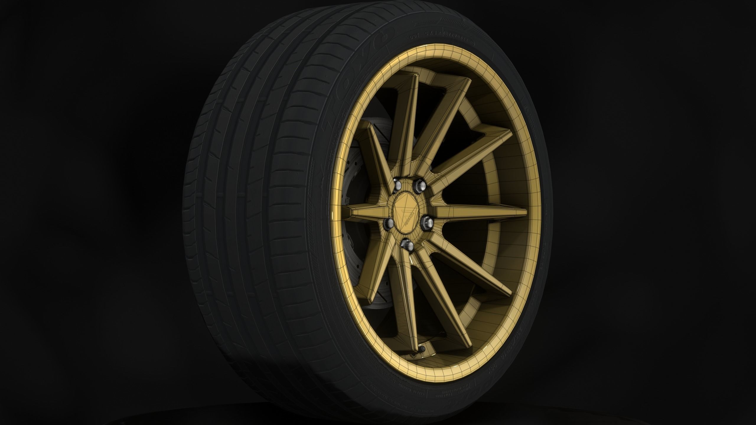 Ferrada FR4 Wheels - Game Ready - Low Poly - Fully Textured Low-poly 3D model_10