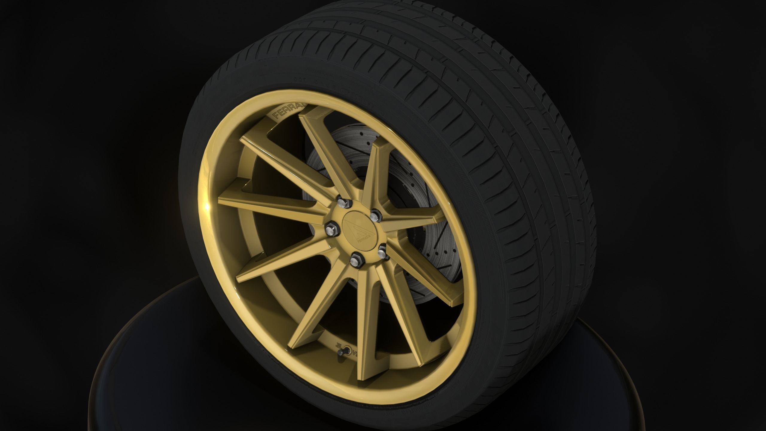 Ferrada FR4 Wheels - Game Ready - Low Poly - Fully Textured Low-poly 3D model_11