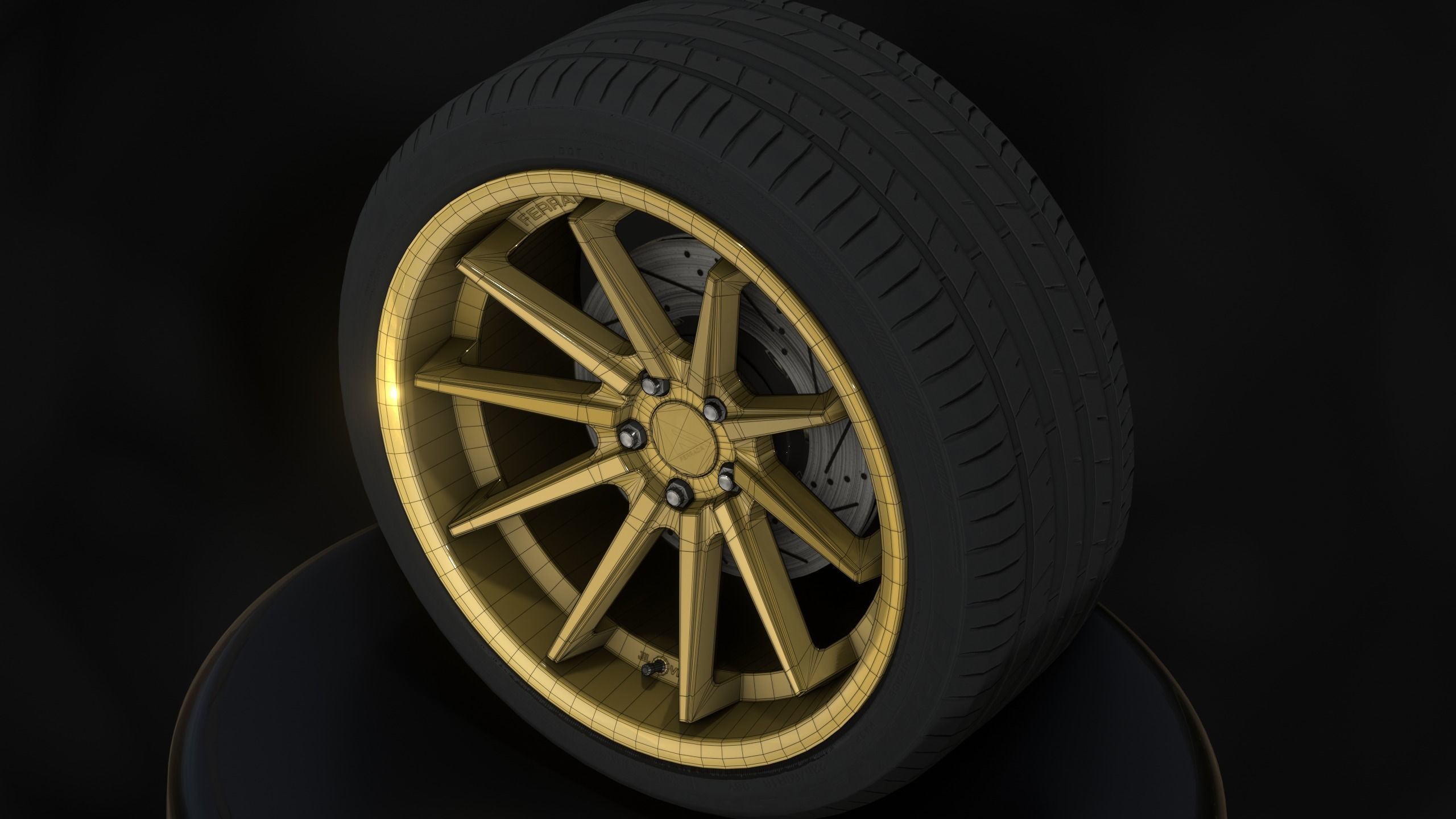 Ferrada FR4 Wheels - Game Ready - Low Poly - Fully Textured Low-poly 3D model_12