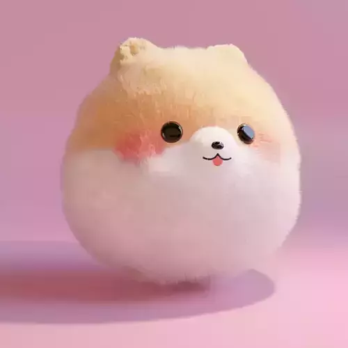 Pomeranian Boo Cute Plush Toy 3D Low-Poly Model