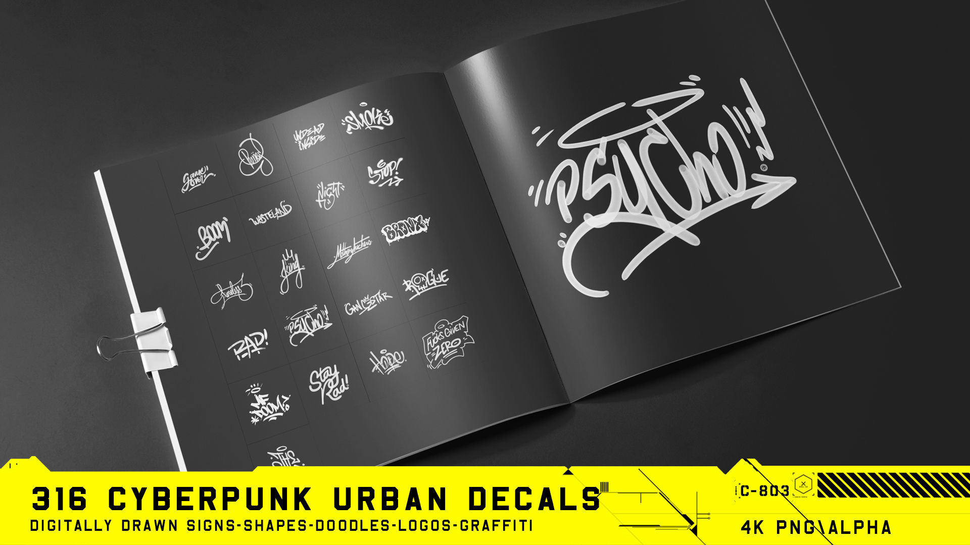 316 Hand Drawn Cyberpunk Urban Decals Texture_15