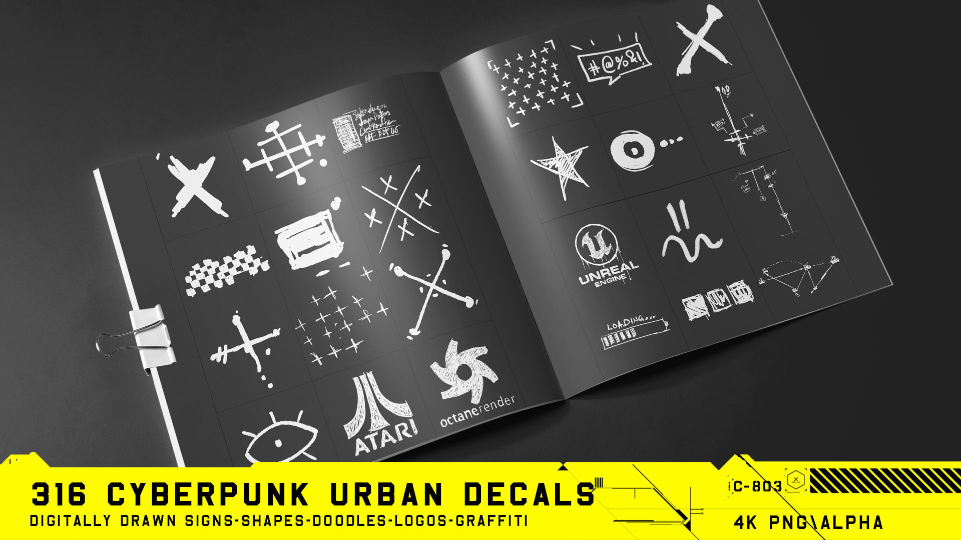 316 Hand Drawn Cyberpunk Urban Decals Texture_16