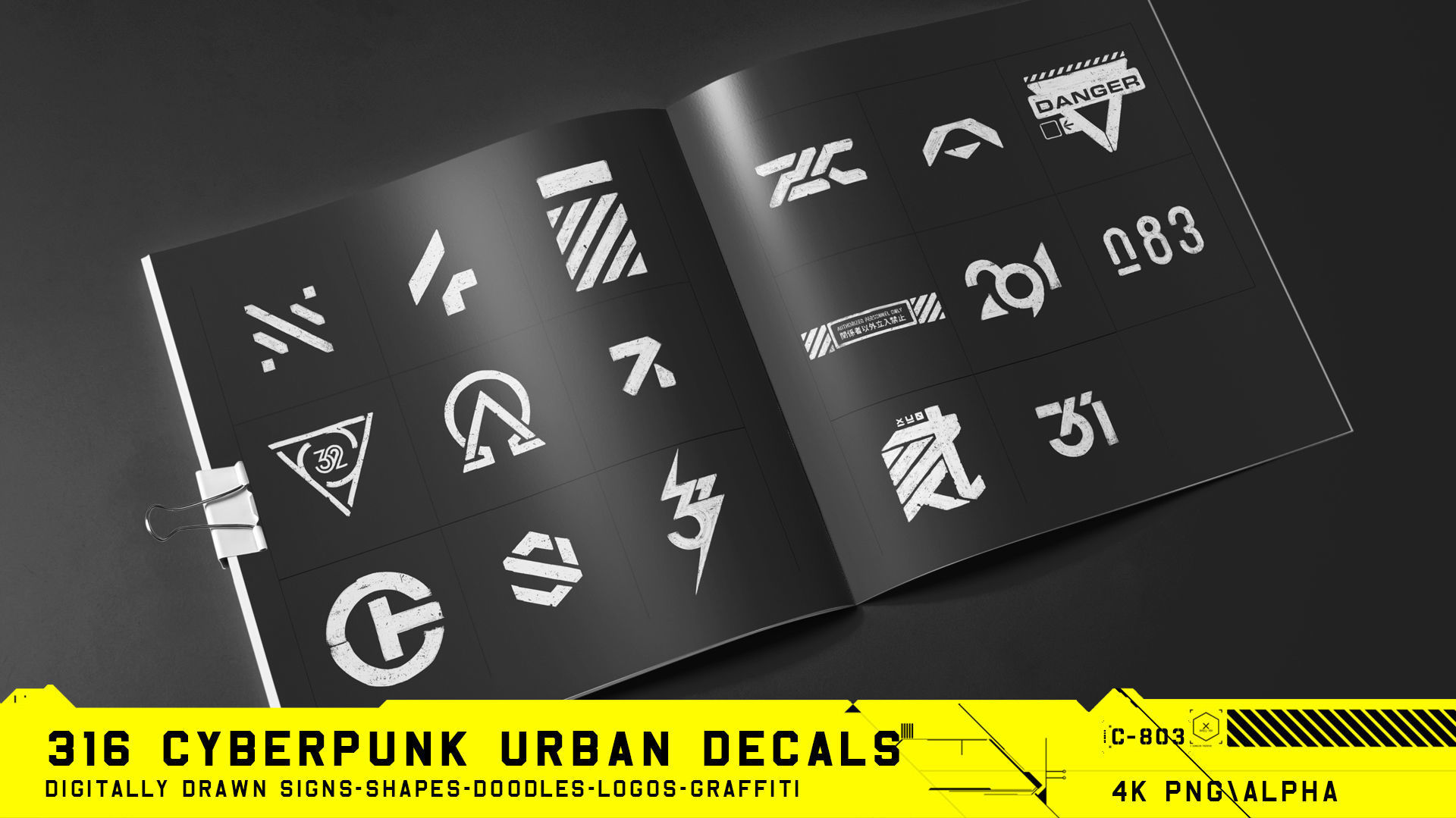 316 Hand Drawn Cyberpunk Urban Decals Texture_17