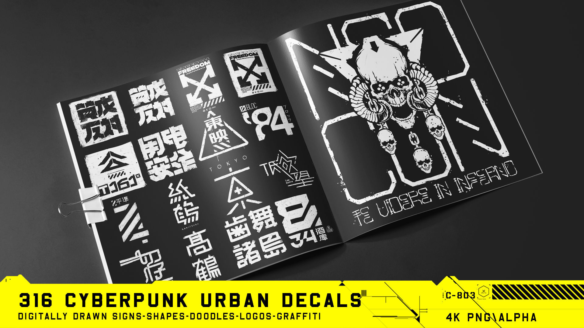 316 Hand Drawn Cyberpunk Urban Decals Texture_12