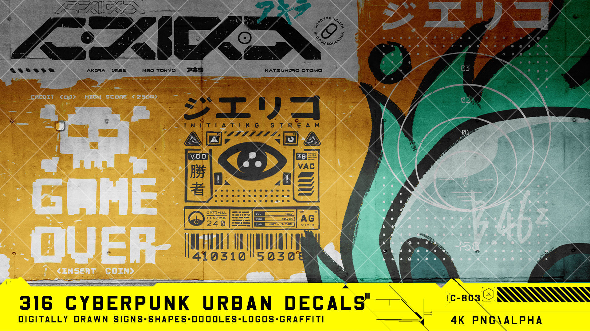 316 Hand Drawn Cyberpunk Urban Decals Texture_2