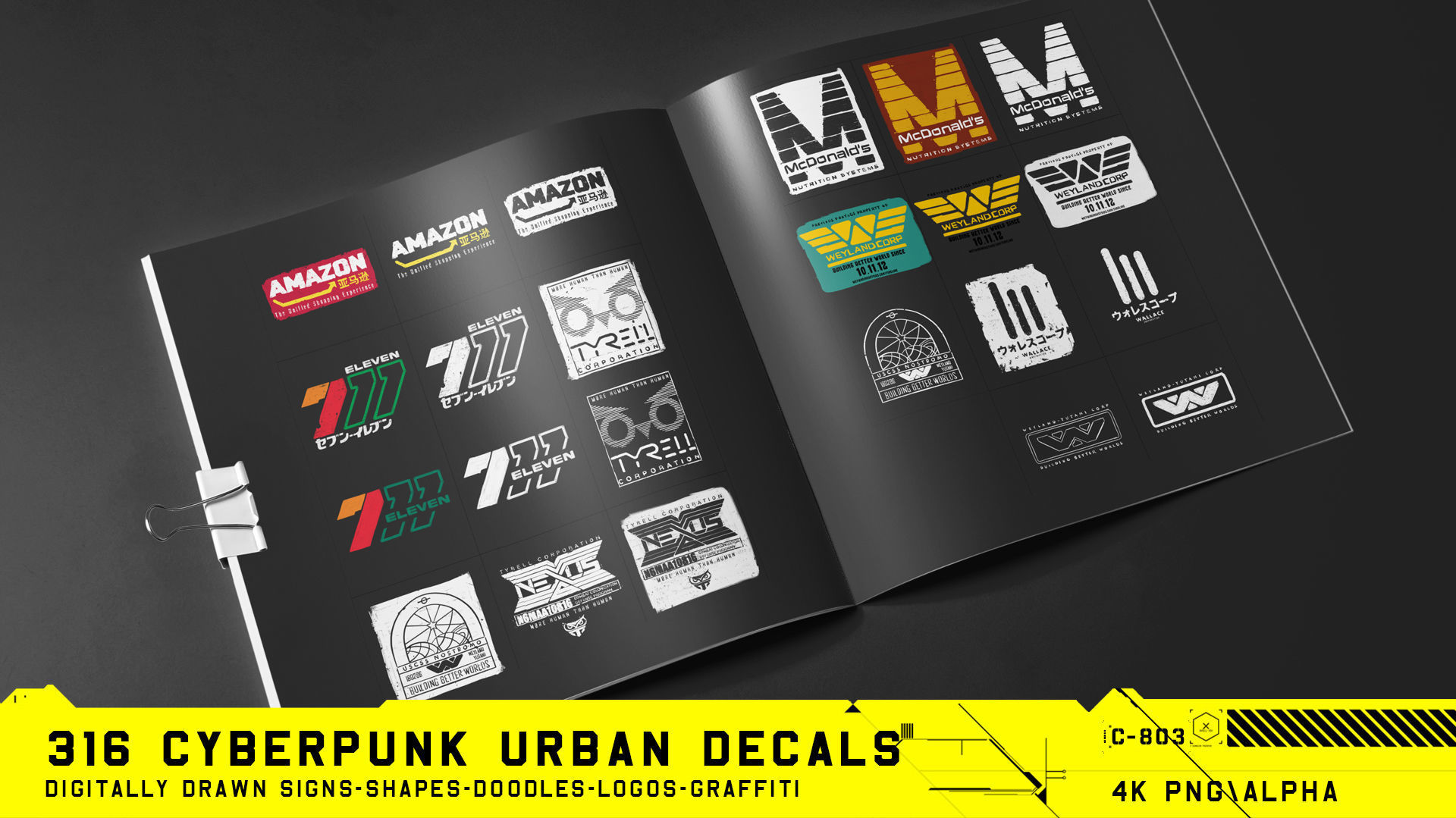 316 Hand Drawn Cyberpunk Urban Decals Texture_13