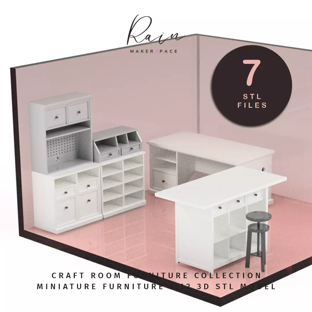 Miniature Crafter Room Furniture Collection 7 ITEMS 3D print model