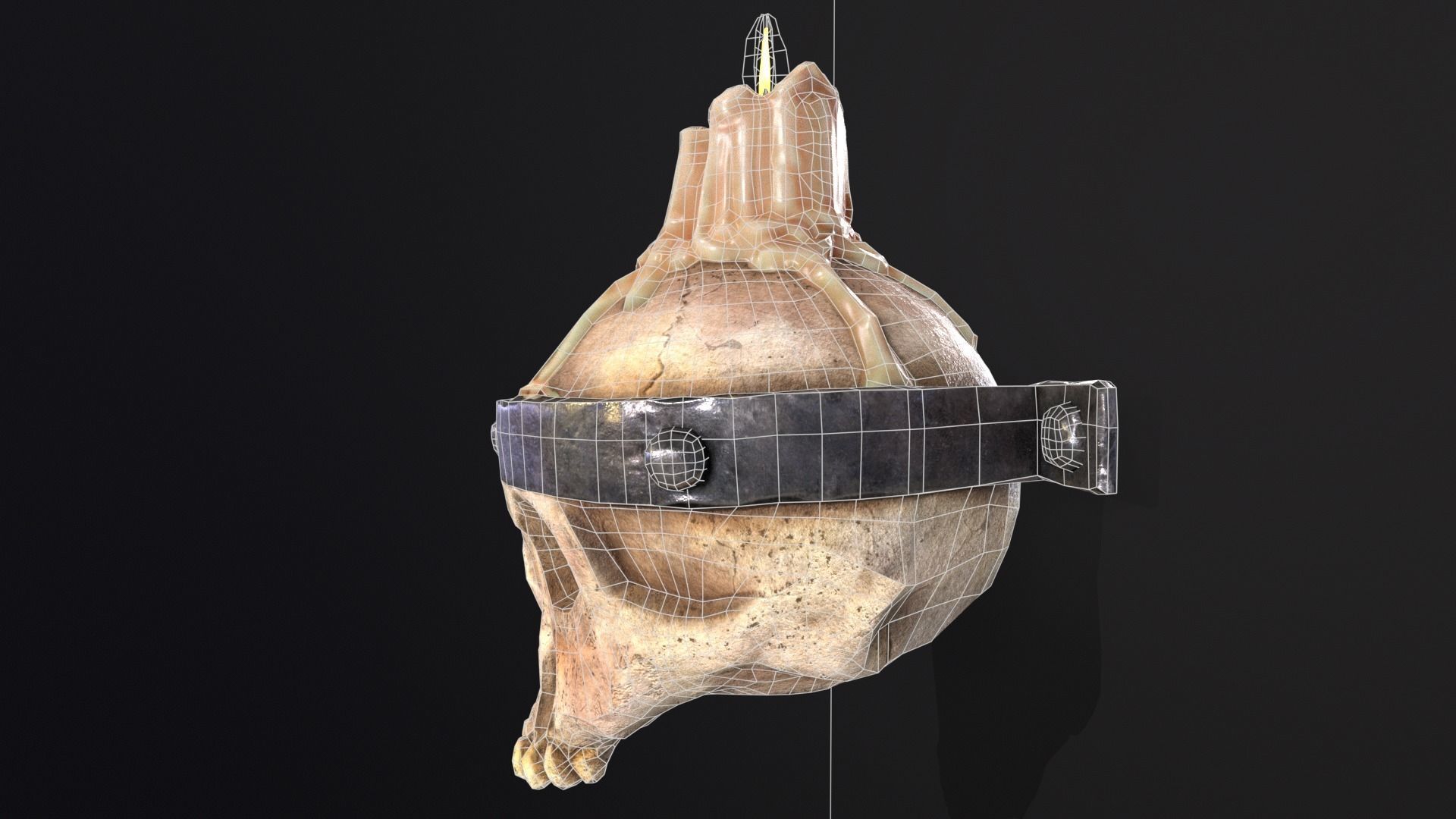 Halloween Spooky Wall Mounted Skull Candle Low-poly 3D model_7