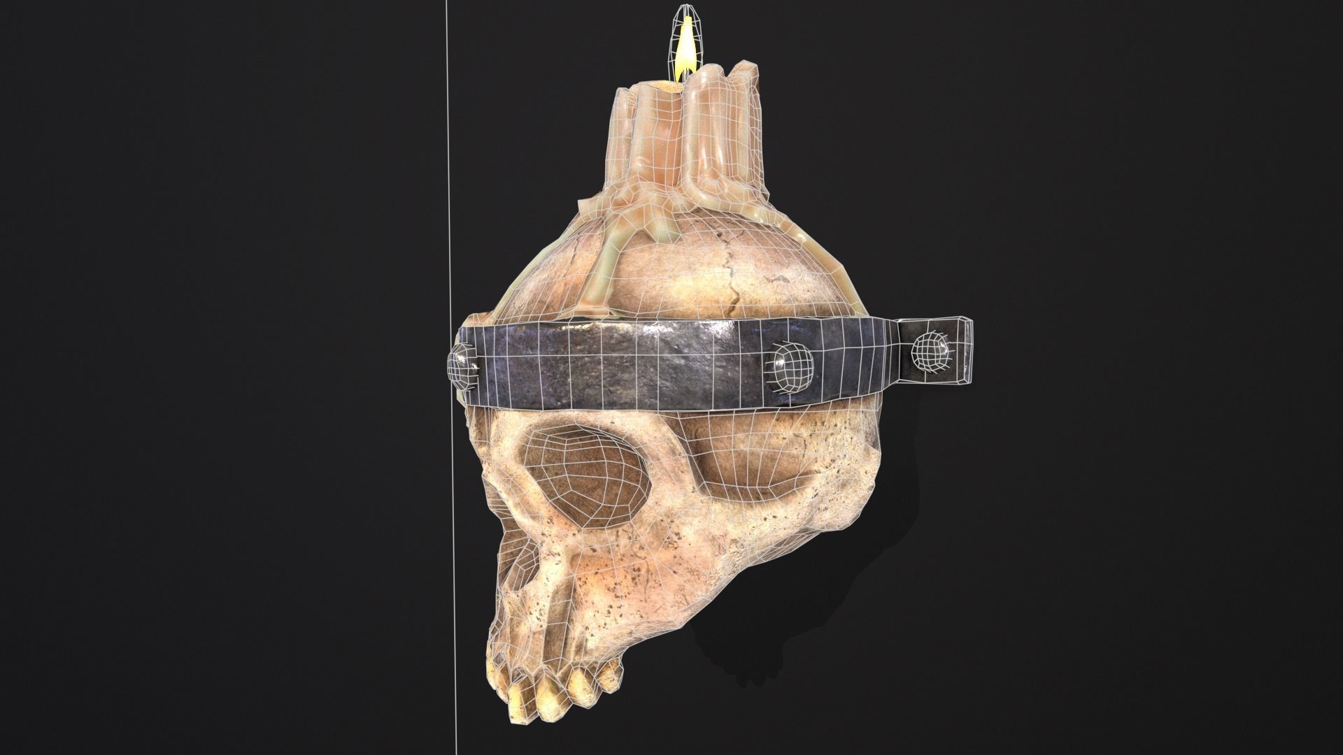 Halloween Spooky Wall Mounted Skull Candle Low-poly 3D model_11